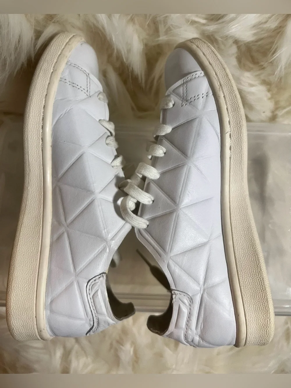 adidas Stan Smith Polygone Triple White Leather Sneakers Men’s Size 5/Women’s 7